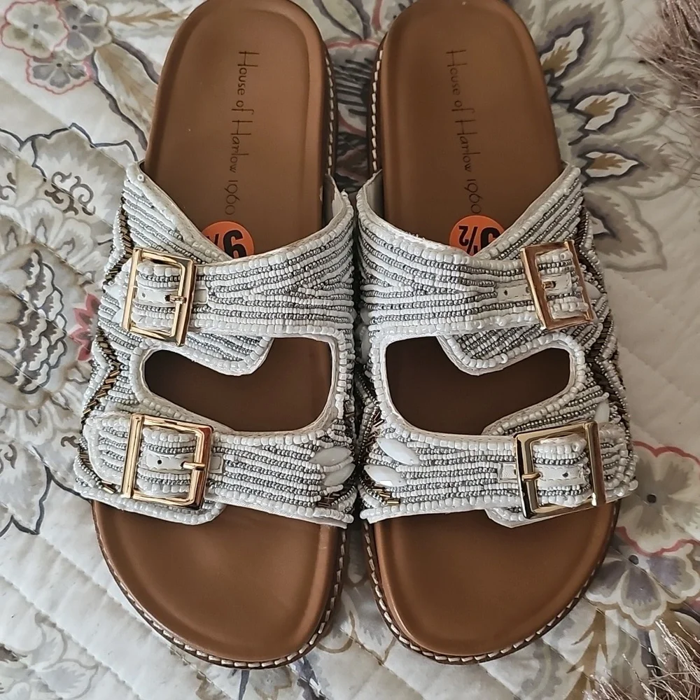 House Of Harlow 1960 Beaded Slide 9.5 - Picture 3 of 8